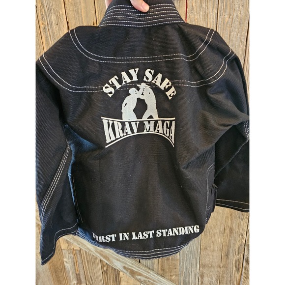 Ju jitsu gI size m00 (6-7) children's krav maga uniform rip stop EUC black ^ - Picture 4 of 8